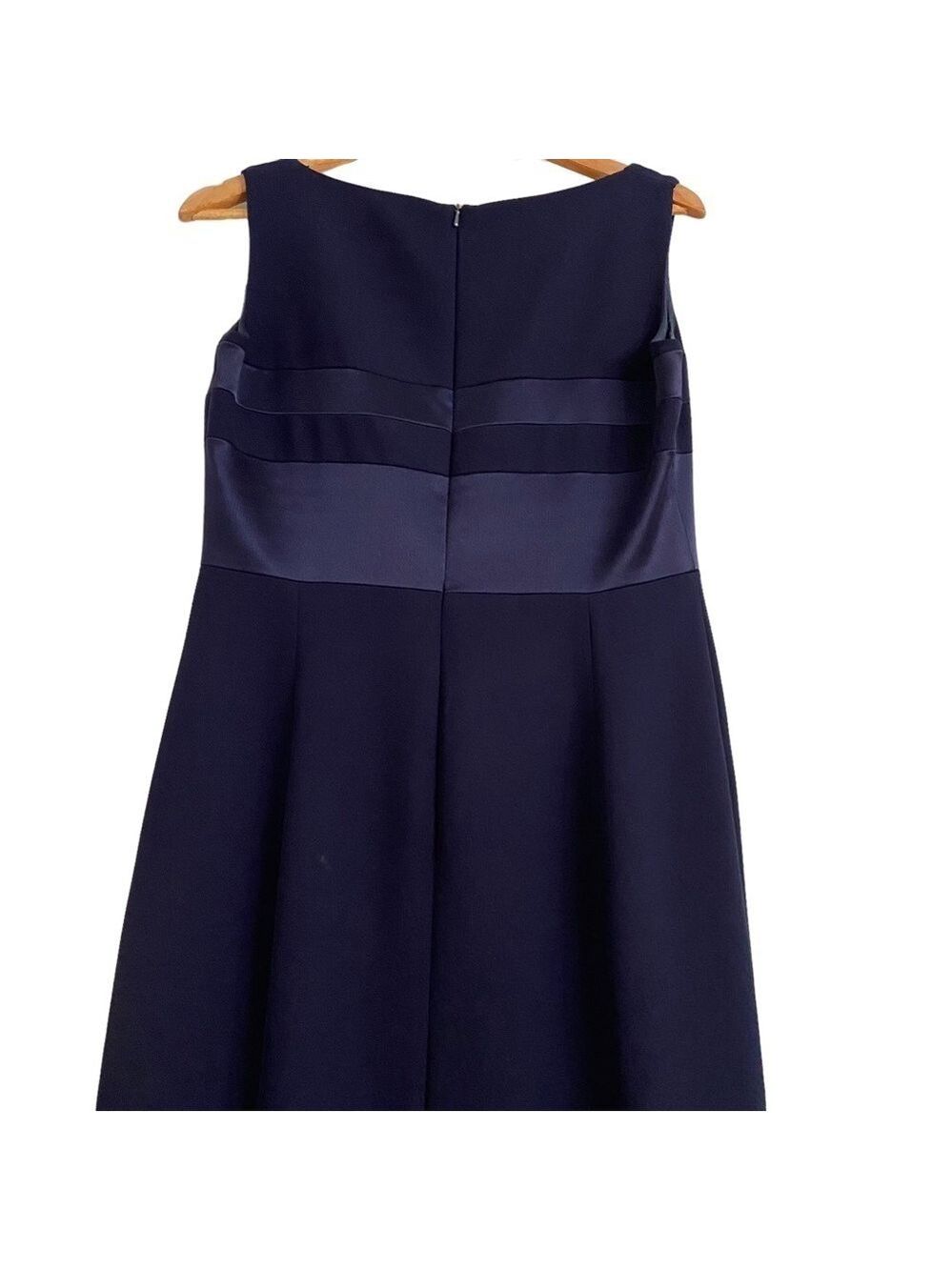 Jones New York Evening Navy Maxi Dress Size 10 Satin Band Classic Elegant - Picture 4 of 16
